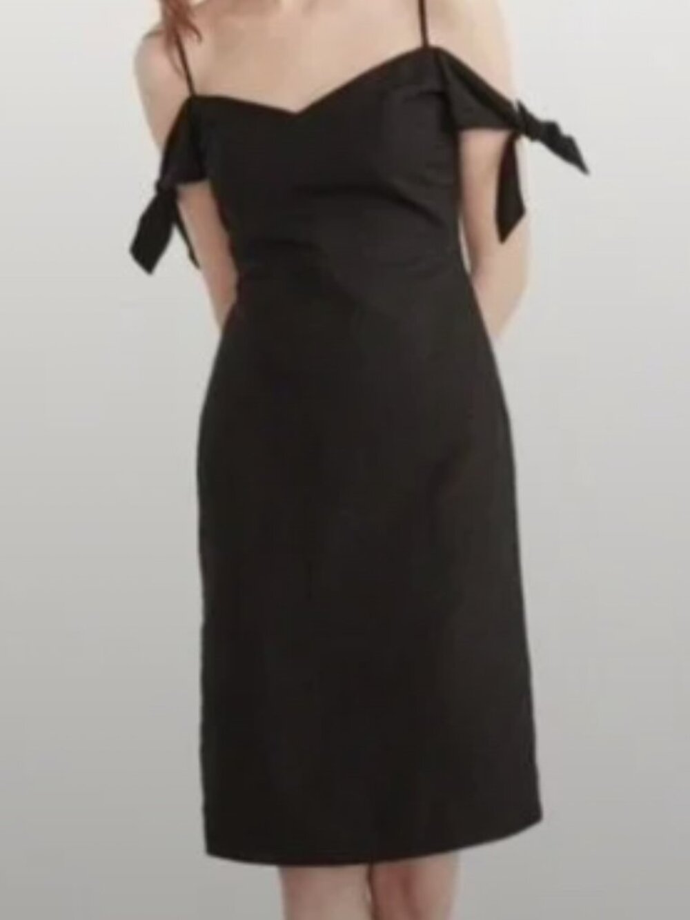Abercrombie & Fitch Black Linen Midi Dress – Tie Shoulder Straps – Size 0 (NWT)